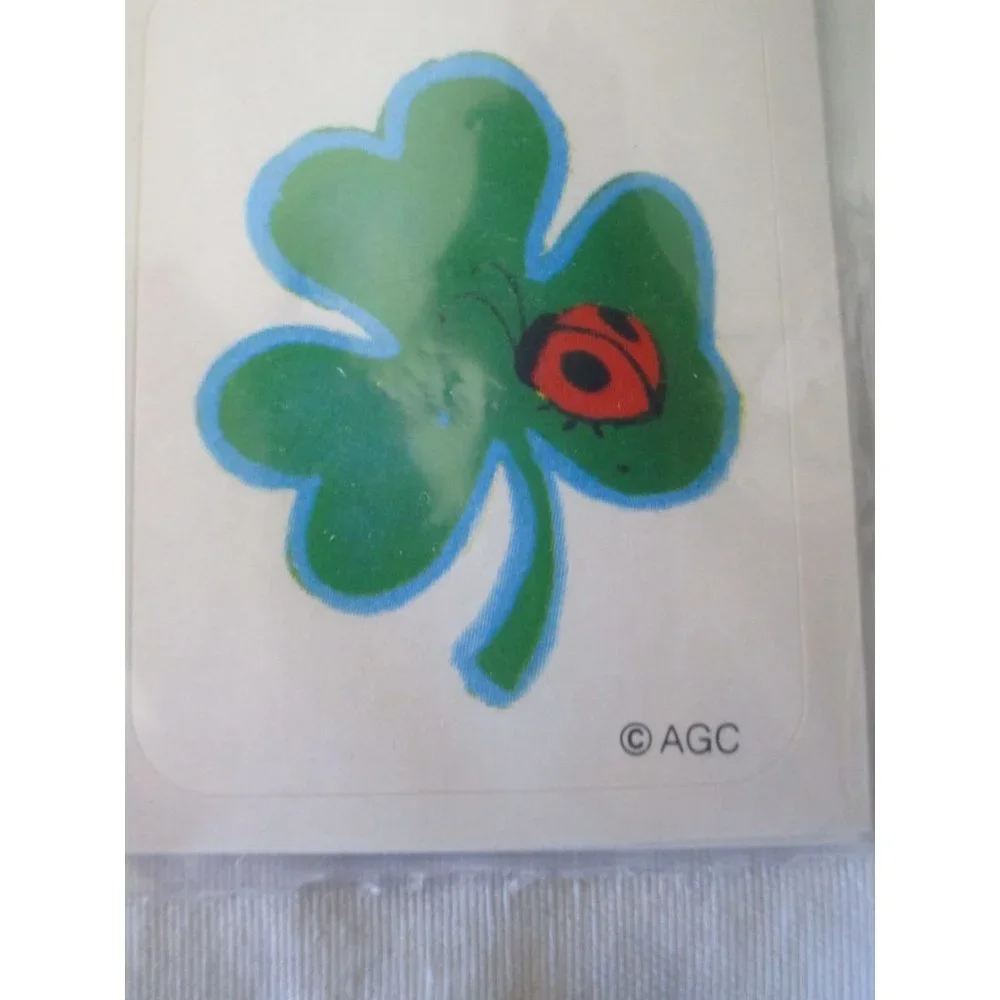 Good Luck Care Bear Shamrock St Patricks Day Vintage Stickers Two Sheets Used - Picture 6 of 13